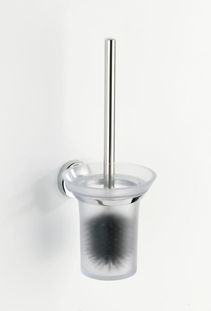 Saban Tuvalet Fırçası Seti – Şeffaf Tutuculu Gümüş ABS Tasarım, 36.5 cm