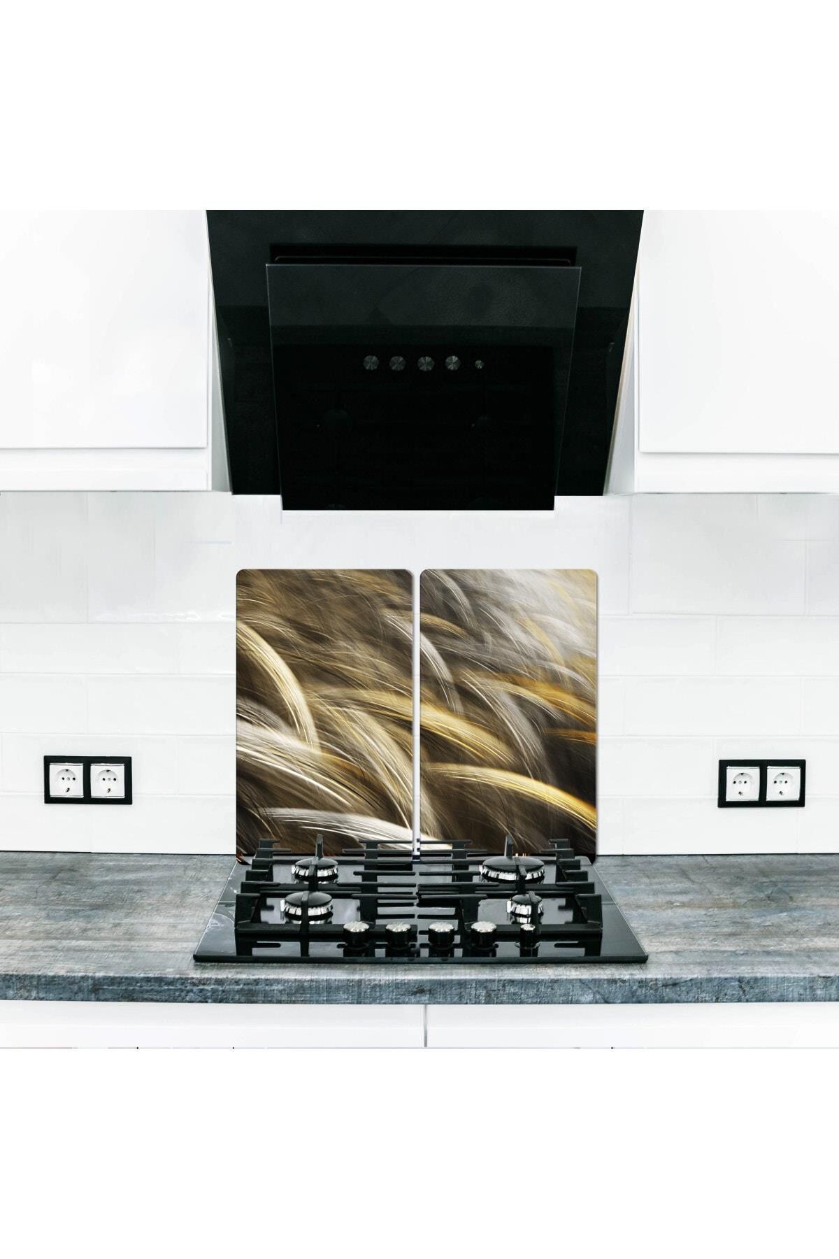 2'li 30x52 cm Cam Ocak Koruyucu 4'lü Ocaklar İçin Hasat