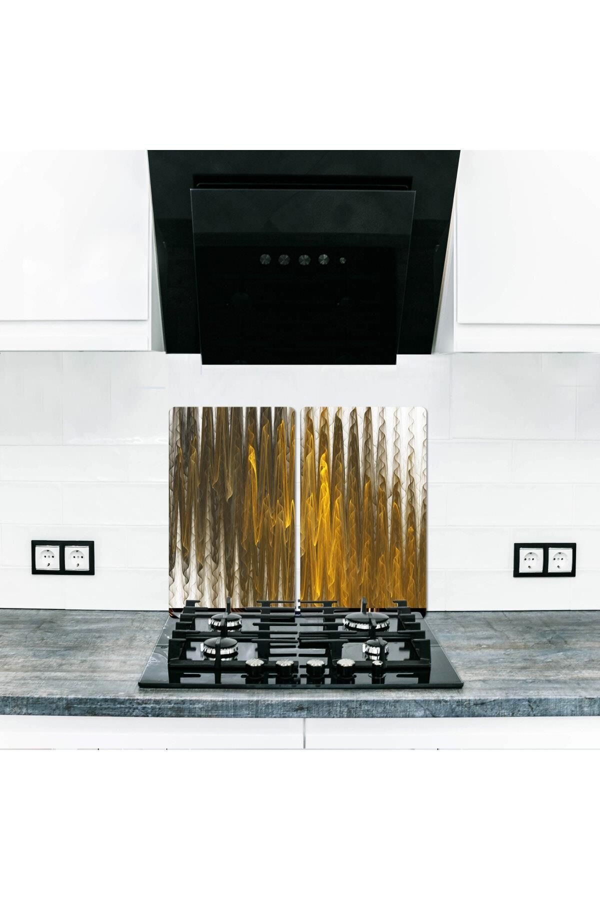 2'li 30x52 cm Cam Ocak Koruyucu 4'lü Ocaklar İçin Art