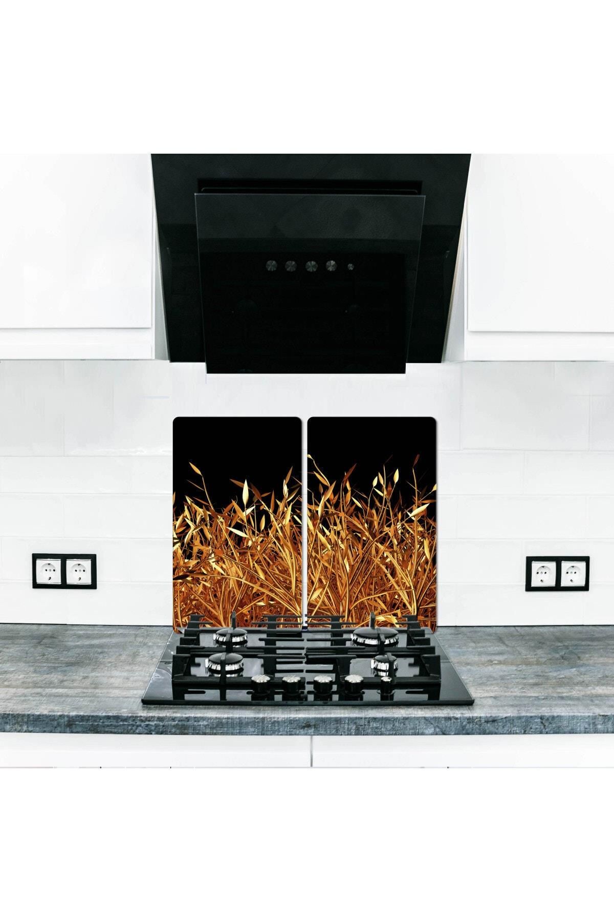 2'li 30x52 cm Cam Ocak Koruyucu 4'lü Ocaklar İçin Taneler