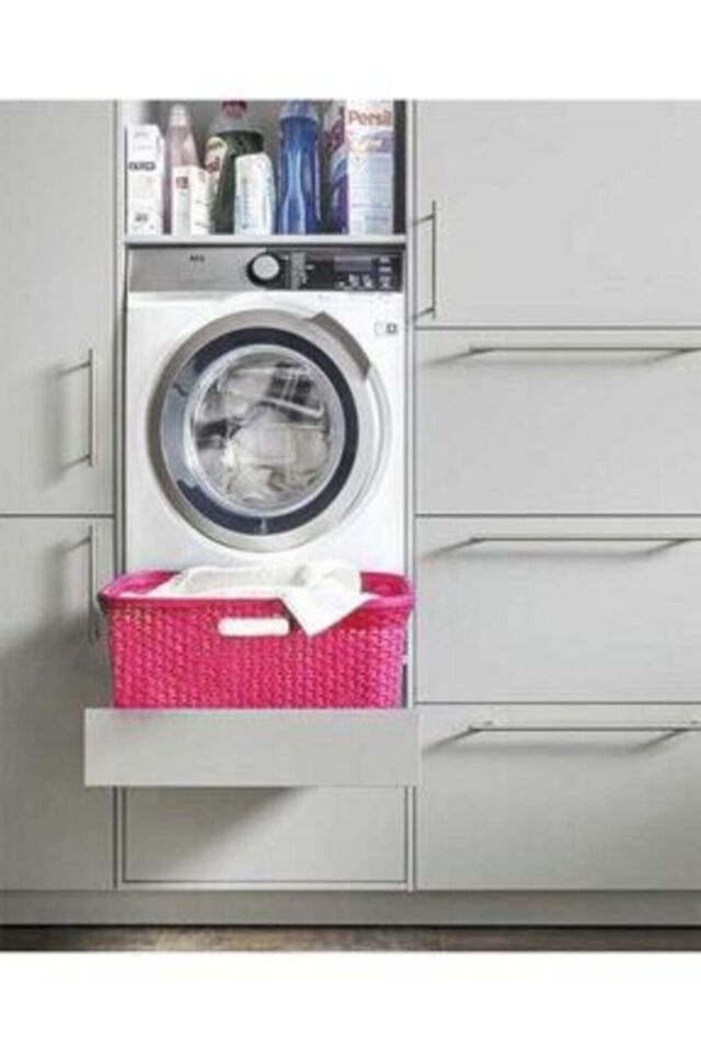 Fusya, Hasır Desenli Plastik Çamaşır Selesi - 25x35x53cm