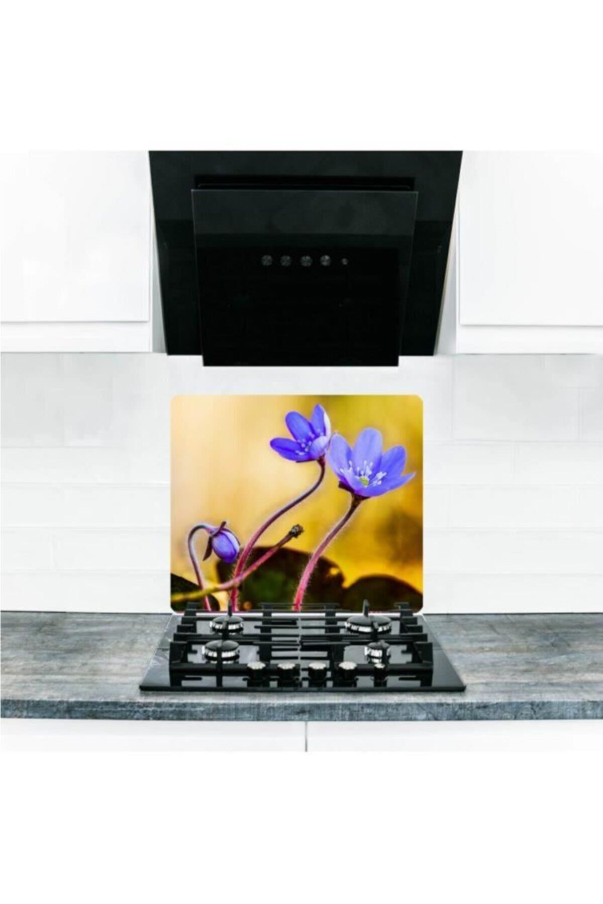 50X56 cm Cam Ocak Koruyucu Menekşe