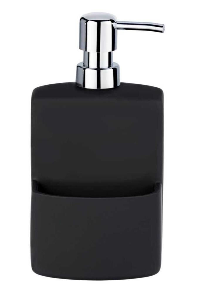 WENKO Bulaşık deterjanı dispenseri Festival Siyah sabunluk, kaymaz, yumuşak dokunuşlu yüzey