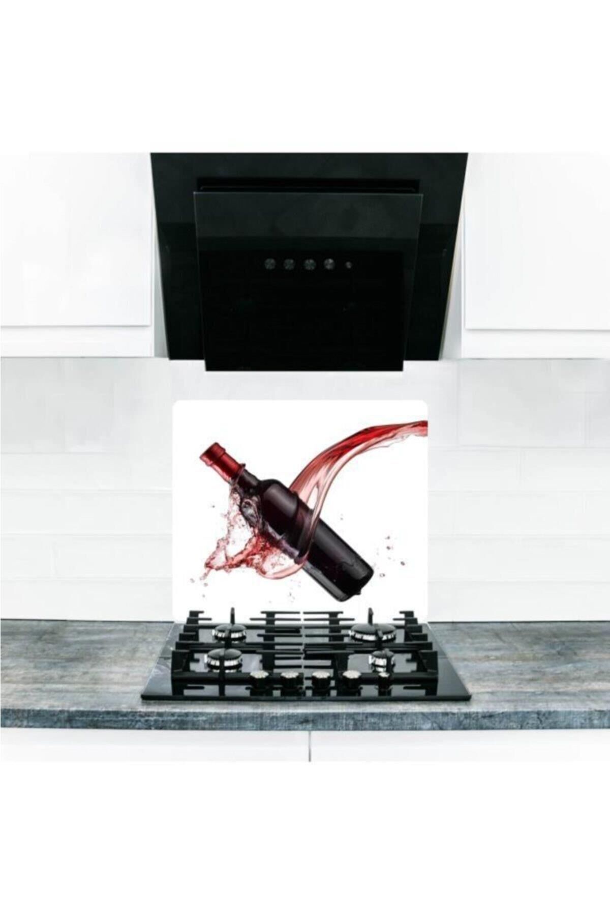 50X56 cm Cam Ocak Koruyucu Kızıl Şarap