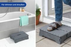 Saban Katlanabilir Kaymaz Tabanlı  Basamak –  Taşıma Saplı, Banyo, Balkon, Küvet ve Veranda için Katlanabilir – 28x40 cm