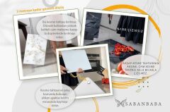 Çap 32 cm Koyu Ahşap Desenli Cam Kesme Tablası