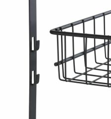 Saban Metal,Siyah Askılı Kapı Rafı –2 Sepetli + 5 Kancalı, Mutfak, Banyo ve Yatak Odası 39 x 75 x 10 cm