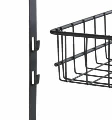 Saban Metal,Siyah Askılı Kapı Rafı –2 Sepetli + 5 Kancalı, Mutfak, Banyo ve Yatak Odası 39 x 75 x 10 cm