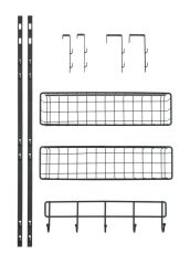 Saban Metal,Siyah Askılı Kapı Rafı –2 Sepetli + 5 Kancalı, Mutfak, Banyo ve Yatak Odası 39 x 75 x 10 cm