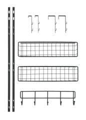 Saban Metal,Siyah Askılı Kapı Rafı –2 Sepetli + 5 Kancalı, Mutfak, Banyo ve Yatak Odası 39 x 75 x 10 cm