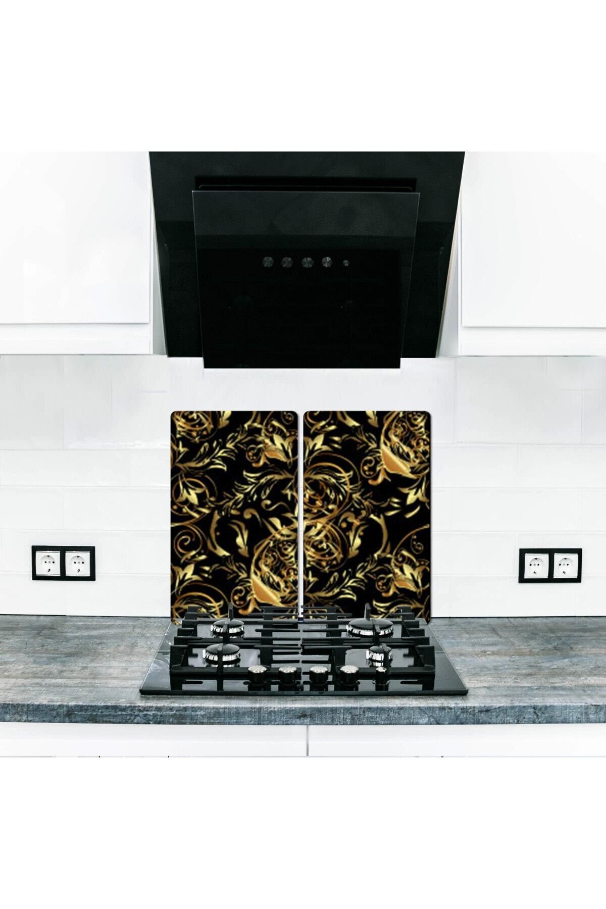 2'li 30x52 cm Cam Ocak Koruyucu 4'lü Ocaklar İçin Bendi