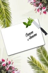 30x40 cm Cam Kesme Tahtası Canım Annem Düz Beyaz