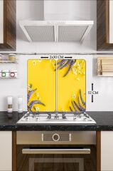 2'li 30x52 cm Cam Ocak Koruyucu 4'lü Ocaklar İçin Sarı Karanfil