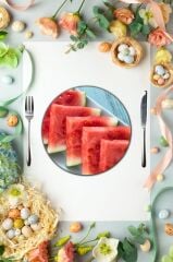 Çap 27 cm Karpuz Dilimleri Desenli Cam Sunumluk Amerikan Servis Supla