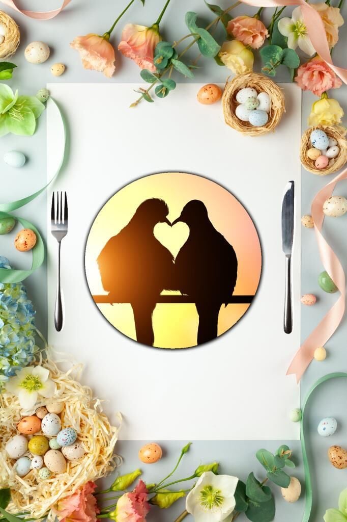 Çap 27 cm Kalp Silueti Desenli Cam Sunumluk Amerikan Servis Supla