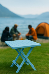 Ev Bahçe Plastik Katlanabilir Piknik Masası Açık Mavi