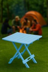 Ev Bahçe Plastik Katlanabilir Piknik Masası Açık Mavi
