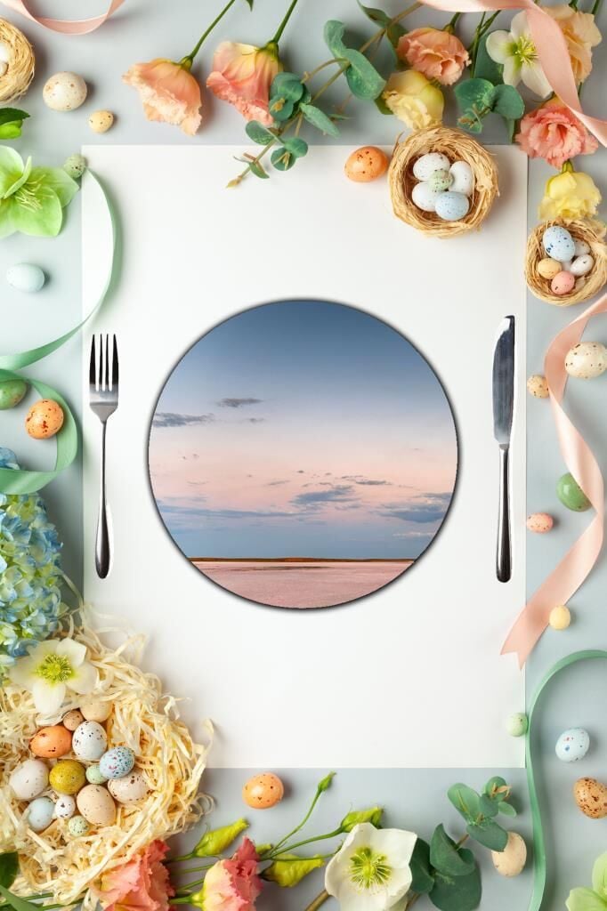 Çap 27 cm Kalmykia Desenli Cam Sunumluk Amerikan Servis Supla