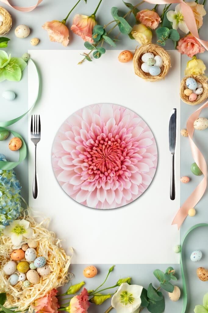 Çap 27 Kasımpatı Desenli Cam Sunumluk Amerikan Servis Supla