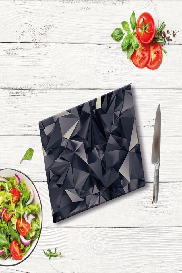 30x40 cm Cam Kesme Tahtası Kara Ayna