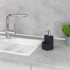 Saban Seramik Sabunluk – Yumuşak Dokulu, Siyah, 380 ml Kapasiteli, Sıvı Sabukluk