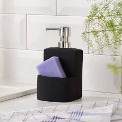 Saban Seramik Sabunluk – Yumuşak Dokulu, Siyah, 380 ml Kapasiteli, Sıvı Sabukluk