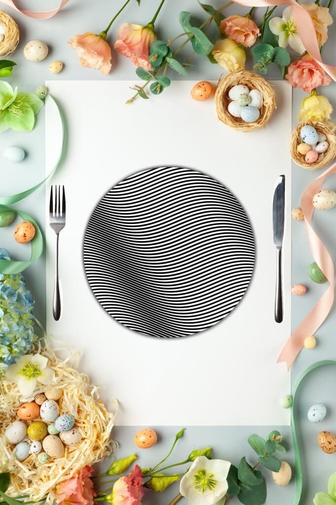 Çap 27 cm İzole Pop Desenli Cam Sunumluk Amerikan Servis Supla