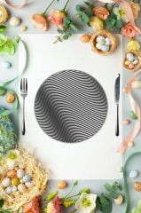 Çap 27 cm İzole Pop Desenli Cam Sunumluk Amerikan Servis Supla