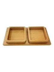 Saban Doğal Ahşap Çerezlik ve Kahvaltılık – Tepsili 2 Kaseli Sunum Tabağı T34