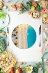 Çap 27 cm Hint Okyanusu Desenli Cam Sunumluk Amerikan Servis Supla