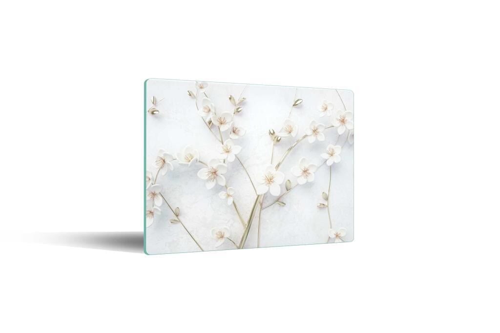 29x34 cm Cam Kesme Tahtası Yapay Güller