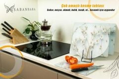 29x34 cm Cam Kesme Tahtası Yapay Güller