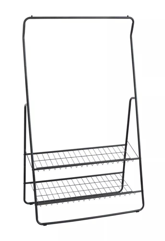 Saban Metal Elbise Askılığı – 2 Katlı Ayakkabılık Raflı Portatif Kıyafet Askı Standı | 92 x 159 x 48 cm