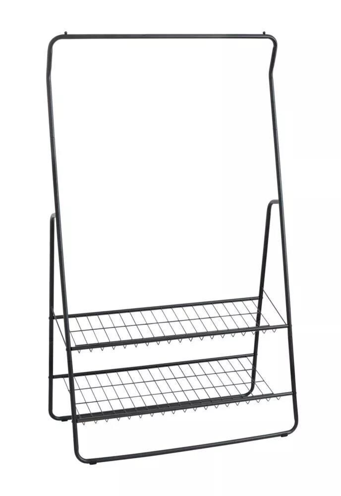 Saban Metal Elbise Askılığı – 2 Katlı Ayakkabılık Raflı Portatif Kıyafet Askı Standı | 92 x 159 x 48 cm