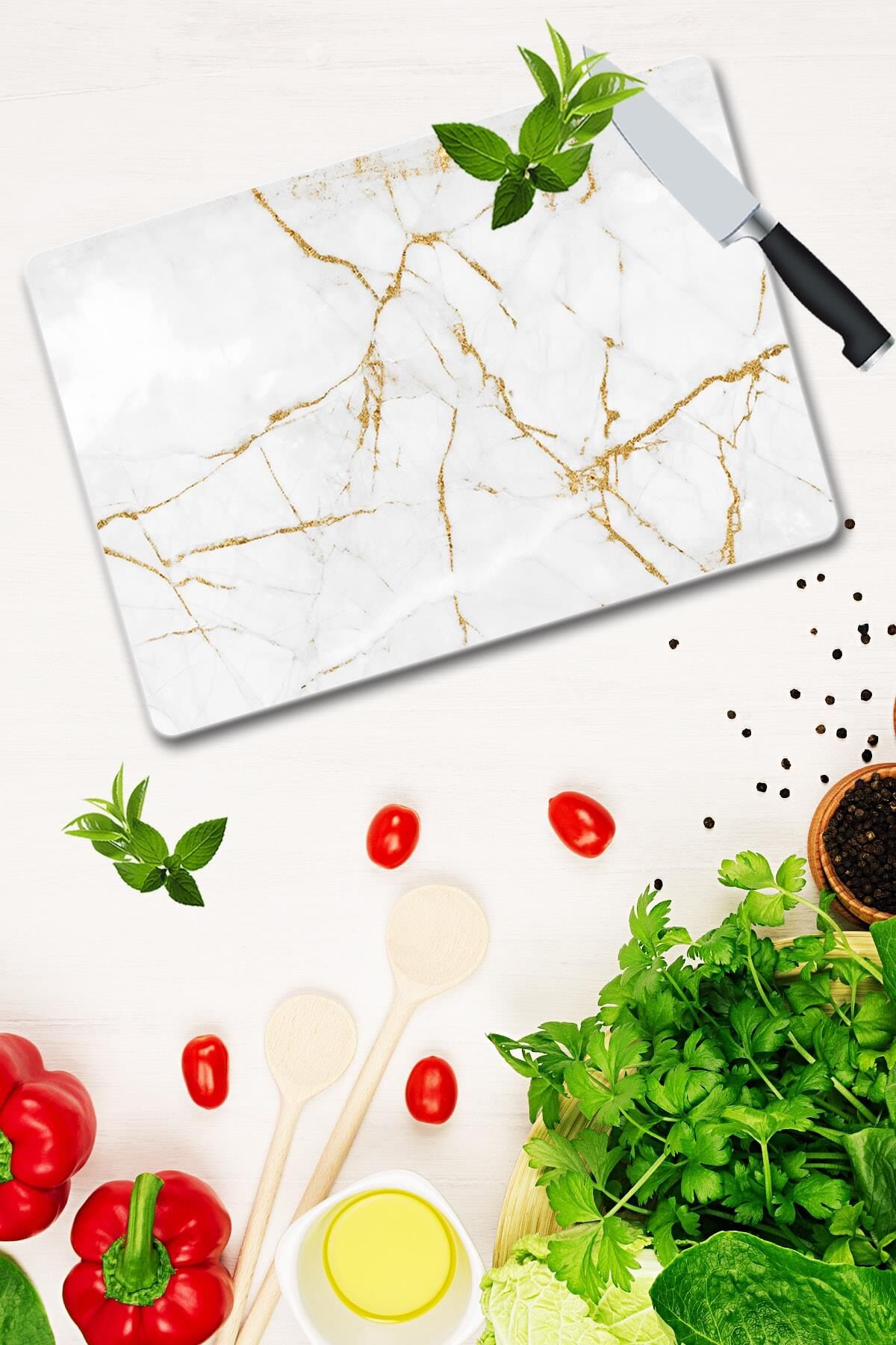 30x40 cm Cam Kesme Tahtası Çoklu Sim Görünümlü