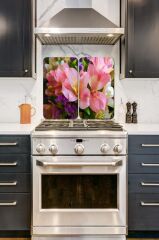 2'li 30x52 cm Cam Ocak Koruyucu 4'lü Ocaklar İçin Alstroemeria