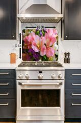 2'li 30x52 cm Cam Ocak Koruyucu 4'lü Ocaklar İçin Alstroemeria