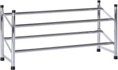 Ayarlanabilir Teleskopik Ayakkabılık 2 Katlı Krom – Genişletilebilir ve Üst Üste Takılabilir