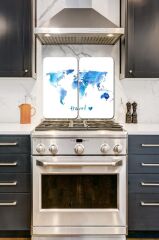 2'li 30x52 cm Cam Ocak Koruyucu 4'lü Ocaklar İçin Blue Travel