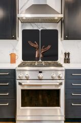 2'li 30x52 cm Cam Ocak Koruyucu 4'lü Ocaklar İçin Bronz El