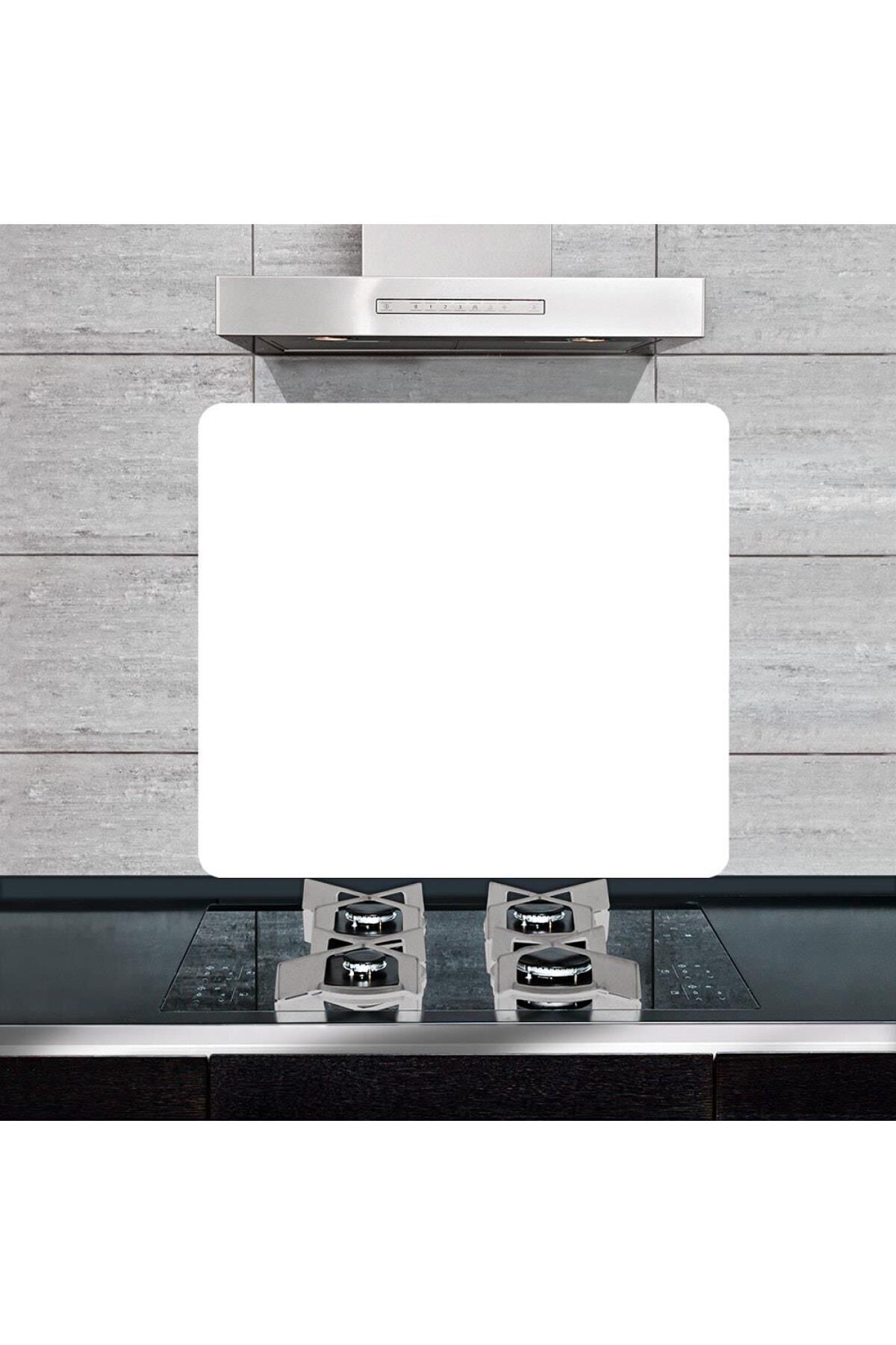 50x56cm - Cam Ocak Koruyucu - Düz Beyaz