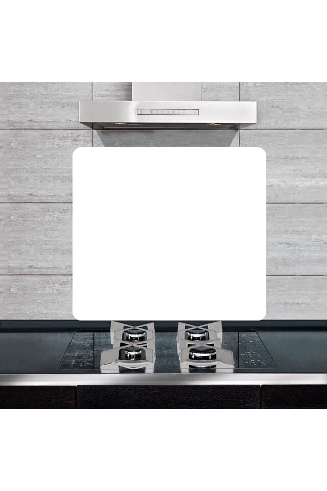 50x56cm - Cam Ocak Koruyucu - Düz Beyaz