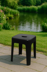 Saban Tabure Sağlam Plastik Kırılmaya Dayanıklı Bahçe, Balkon ,Banyo Siyah