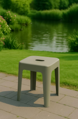 Saban Tabure Sağlam Plastik Kırılmaya Dayanıklı Bahçe, Balkon ,Banyo Bej