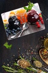 30x40 cm Cam Kesme Tahtası Böğürtlenler