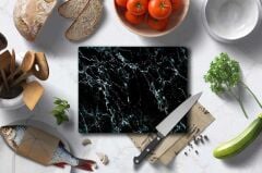 29x34 cm Cam Kesme Tahtası Siyah Mermer