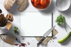 30x40 cm Cam Kesme Tahtası Düz Beyaz