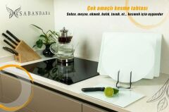 30x40 cm Cam Kesme Tahtası Düz Beyaz