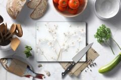 20x30 cm Cam Kesme Tahtası Yapay Güller