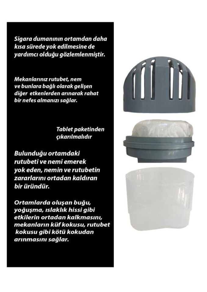 Gri, Naturel - 250GR - Nem Alıcı Aparat (TABLET DAHİL)